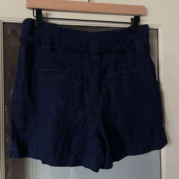 L'AGENCE Hillary Paperbag‎ Shorts Marine Navy Blue Sz 26 Linen High Waisted Chic - Picture 11 of 16